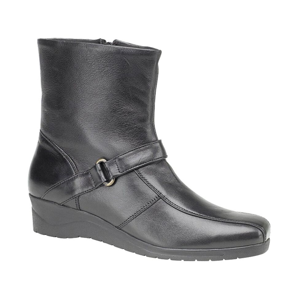 (6 UK) Mod Comfy Womens Boot Wedge Strap Black