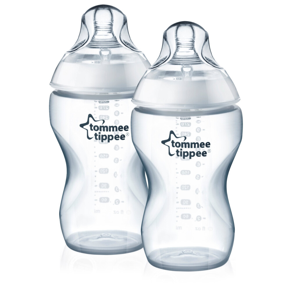 Tommee Tippee Closer to Nature 340 ml/11 floz Feeding Bottle, 3 Month+ x2