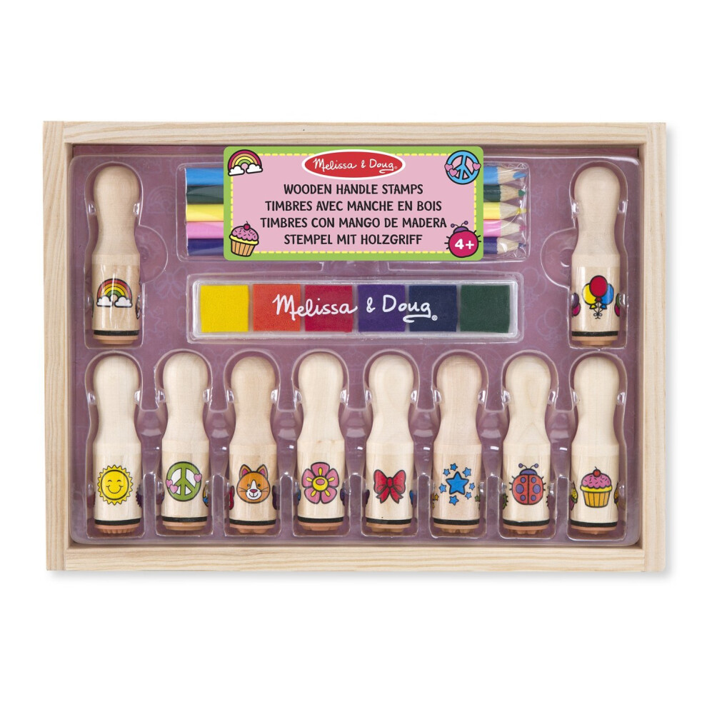 Melissa & Doug Wooden Handle Stamps Deluxe Set