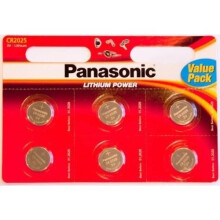 Pack Of 6 Panasonic Lithium CR2025 batteries 3V Coin Cell