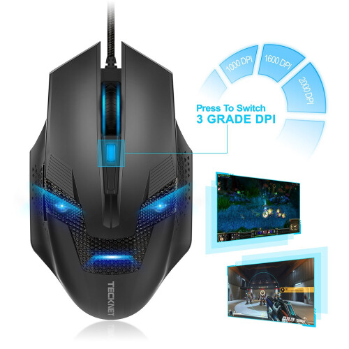 TeckNet TeckNet RAPTOR Gaming Mouse with 2,000 DPI, 6 Button, Extra weight