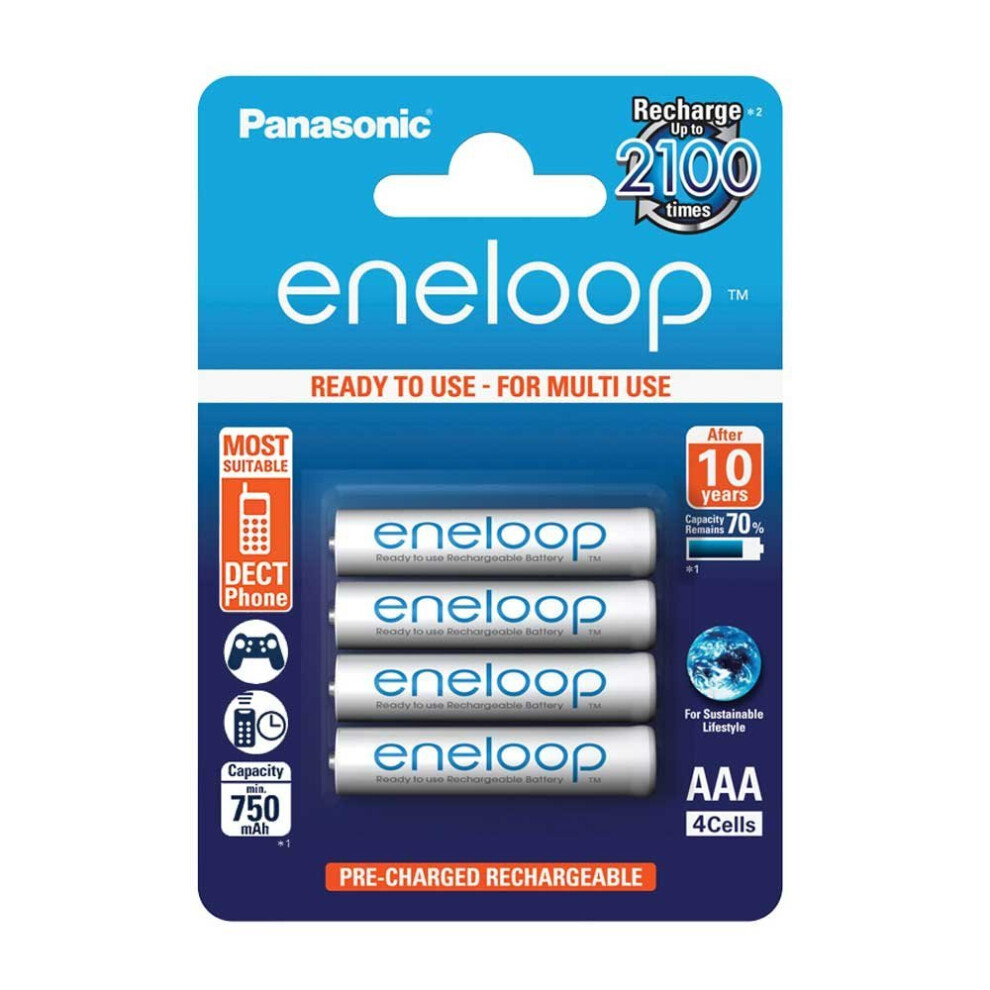 Panasonic BK-4MCCE/4BE Eneloop AAA 750 mAh Rechargeable Battery (Pack of 4)