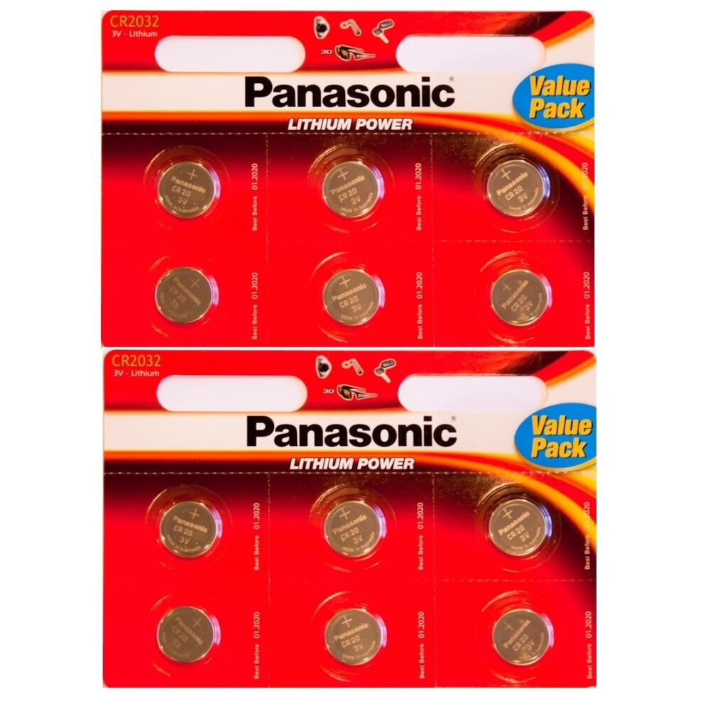 Panasonic CR-2032 Lithium Coin Battery - Pack of 12