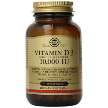Solgar, Vitamine D3 (Cholécalciférol), 250 mcg (10 000 UI), 120 Gélules Molles