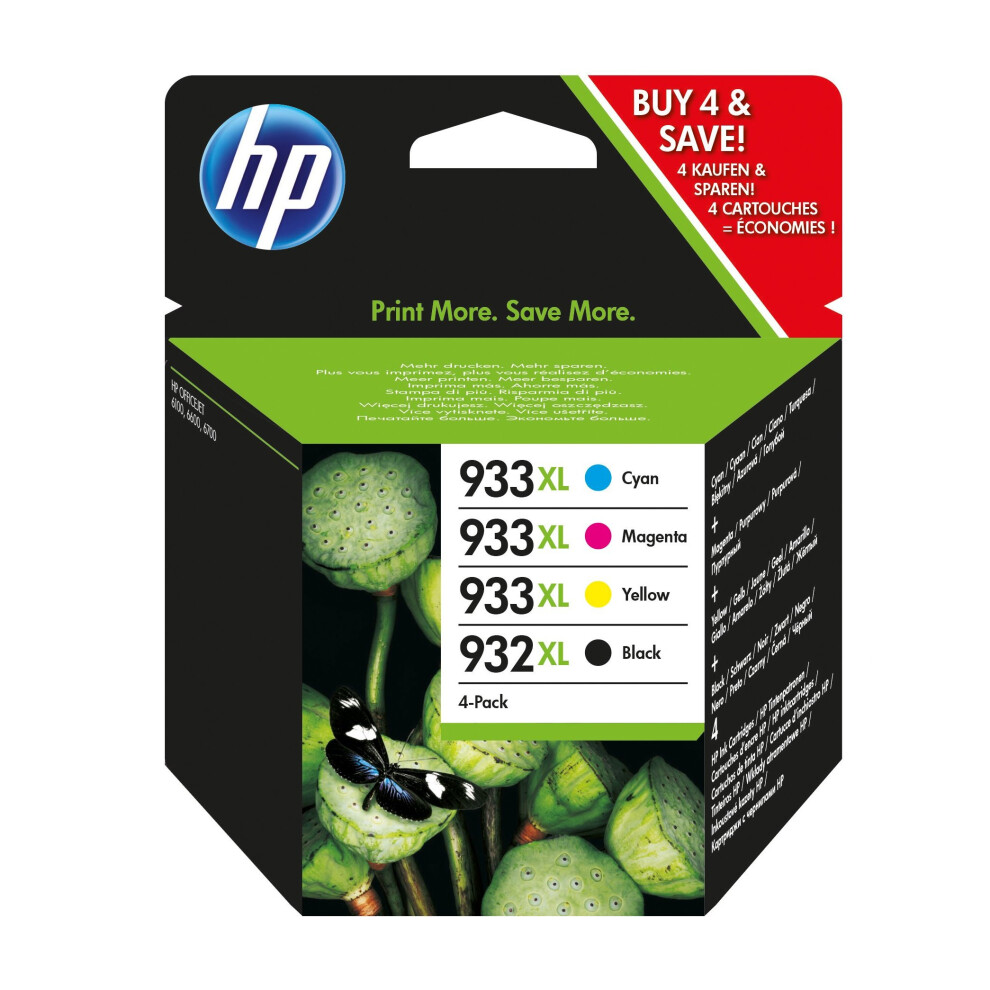 HP 932XL Black/933XL Cyan/Magenta/Yellow 4-pack Original Ink Cartridges C2P42AE