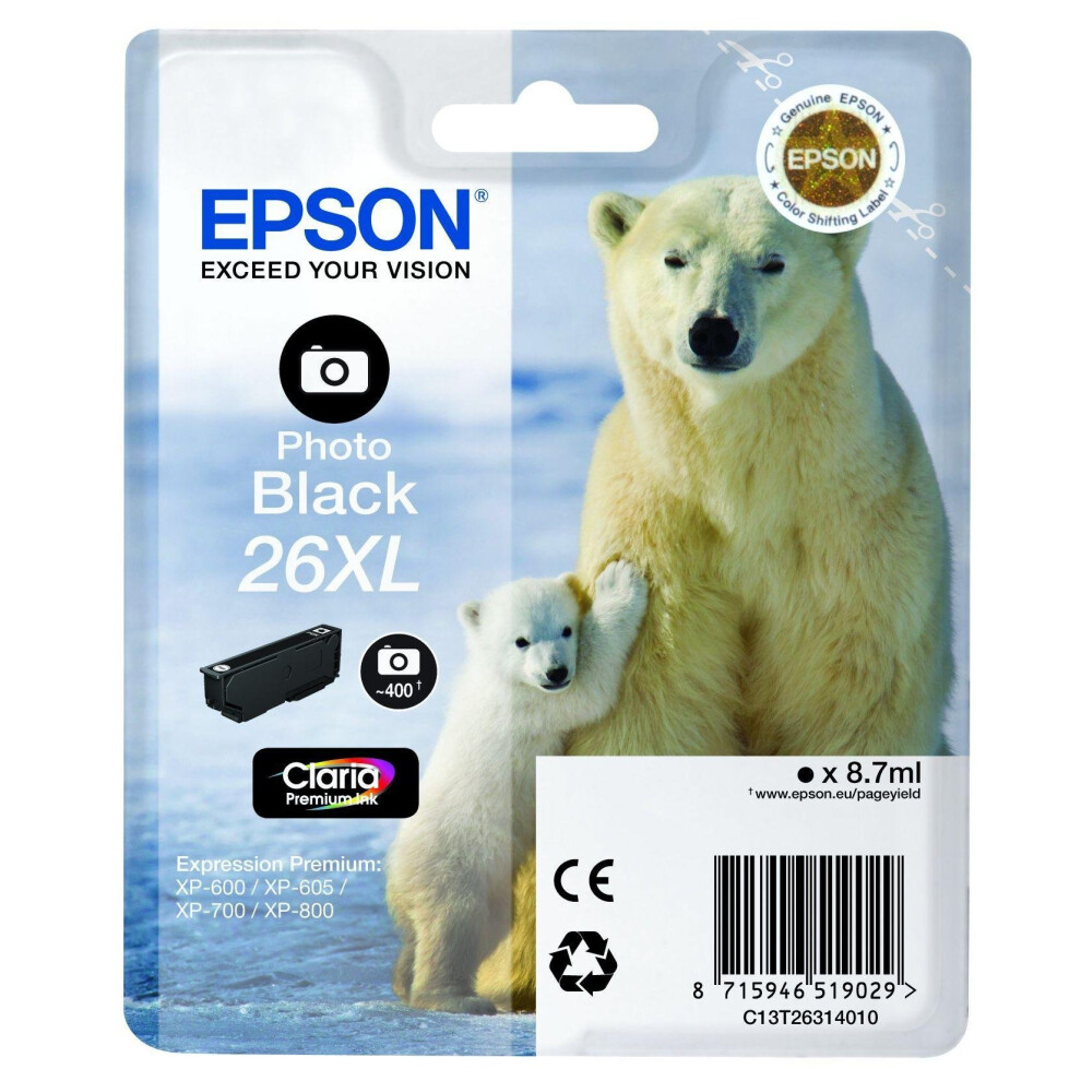 Epson Polar Bear 26 Ink Cartridge - XL High Capacity, Photo Black