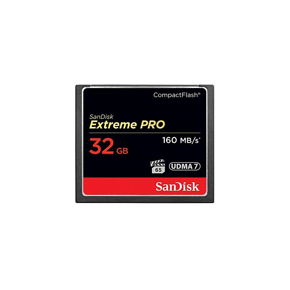 New Sandisk Extreme Pro 32 Gb 160 Mb/S Compact Flash Memory Card - Black/Gold/Red Sdcfxps-032G-X46