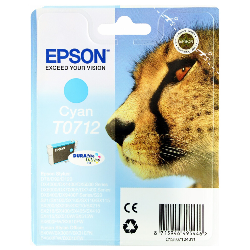 Epson Original T0712 Durabrite Cyan Ink Cartridge