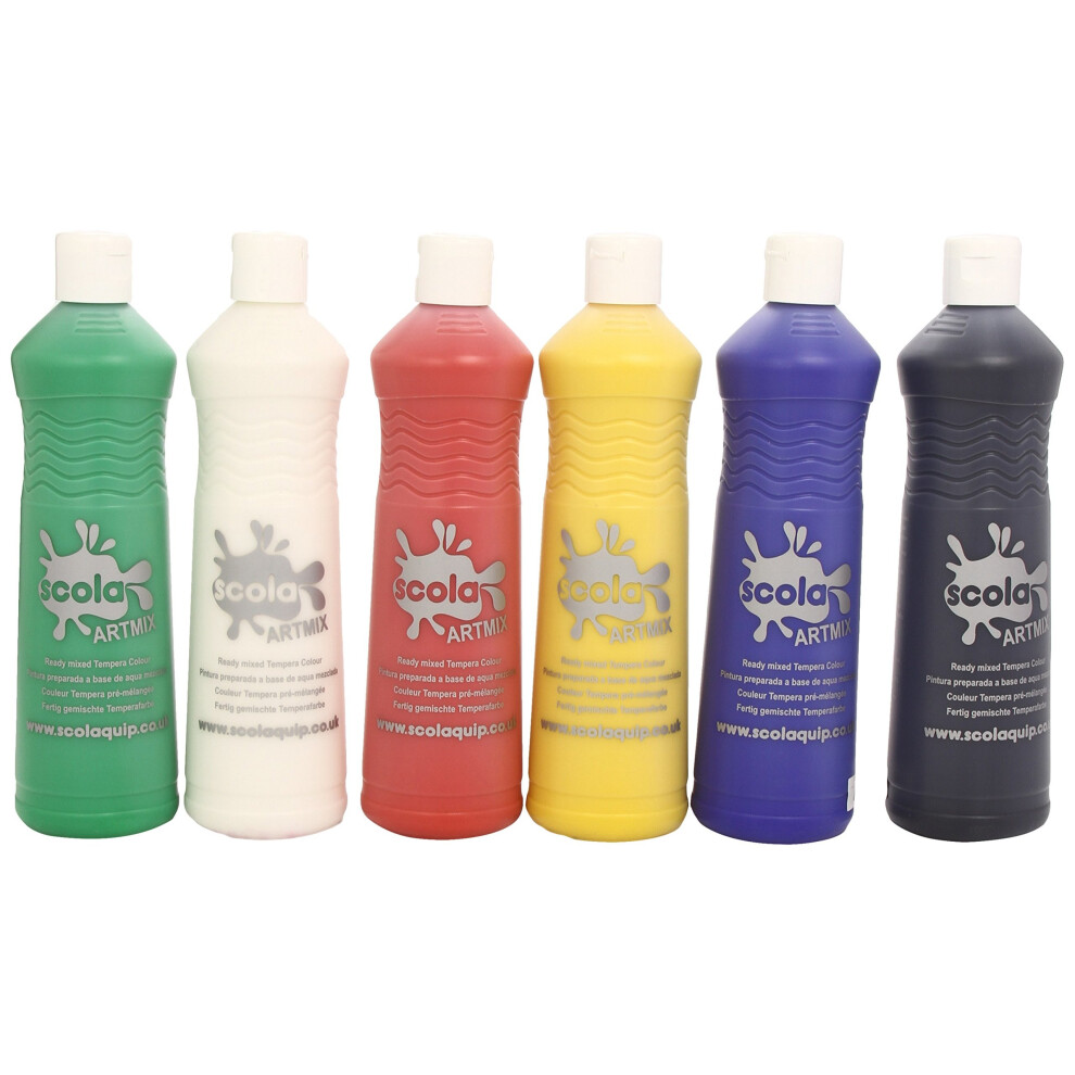 Scola Artmix 6 x 600ml Non Toxic Washable Paint (Coloured)