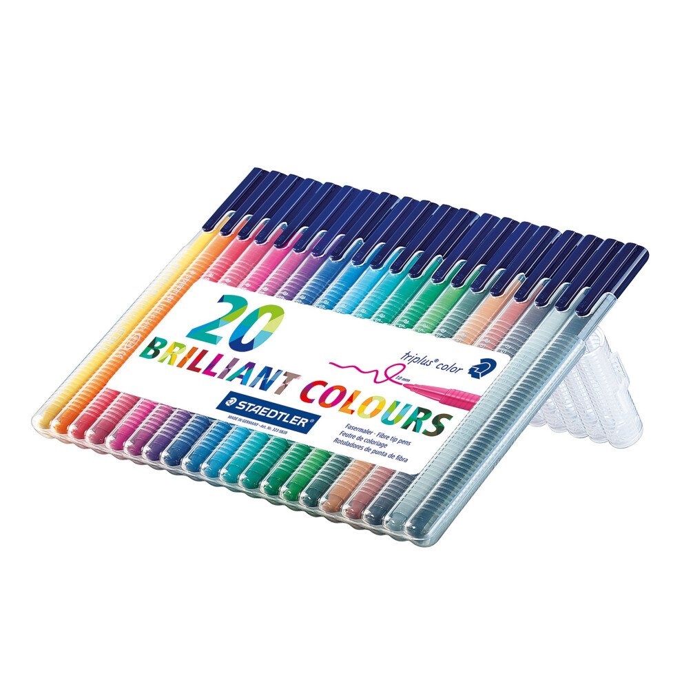 Staedtler 323 SB20 Triplus Colour Fibre-Tip Pen - Assorted Colours, Pack of 20