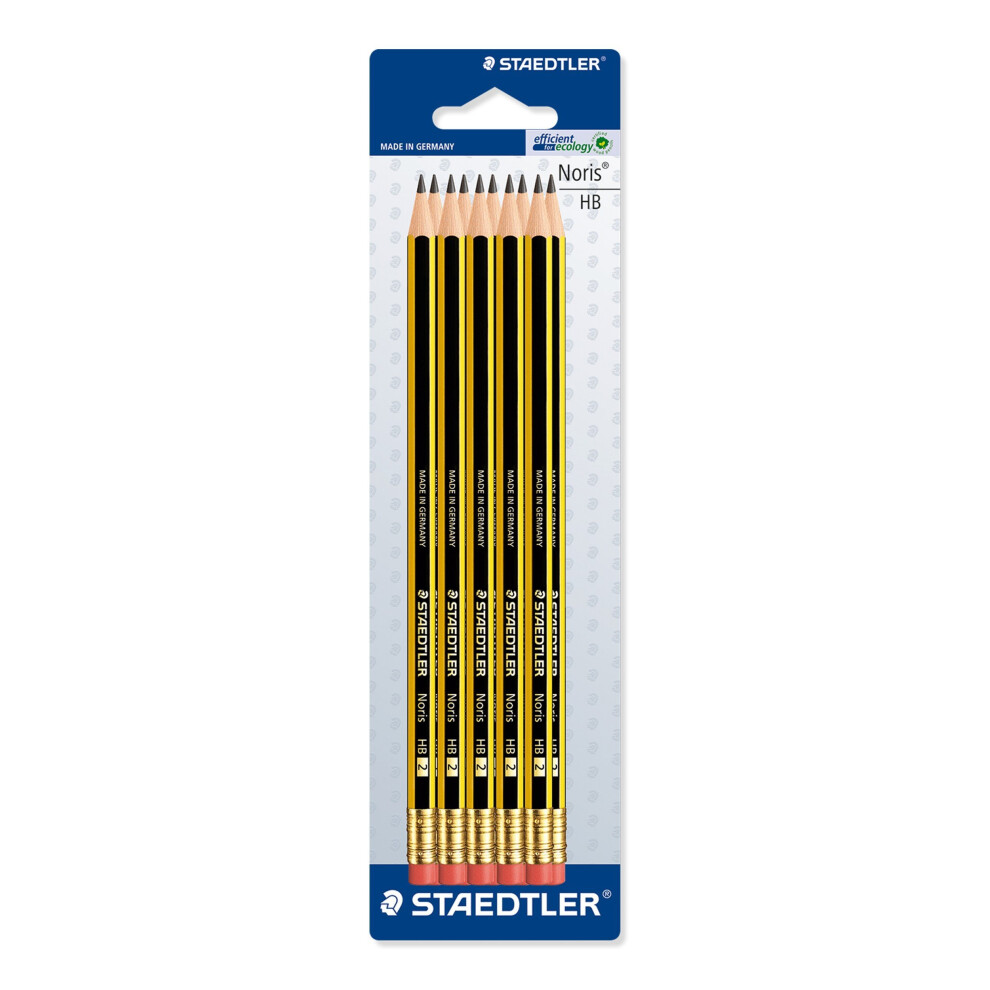 Staedtler 122 HB Noris Pencil with Eraser Tip, Double Stacked - Pack of 10