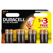 Duracell MN1500 Plus Power Alkaline Battery AA Size, 5 + 3 Free Batteries