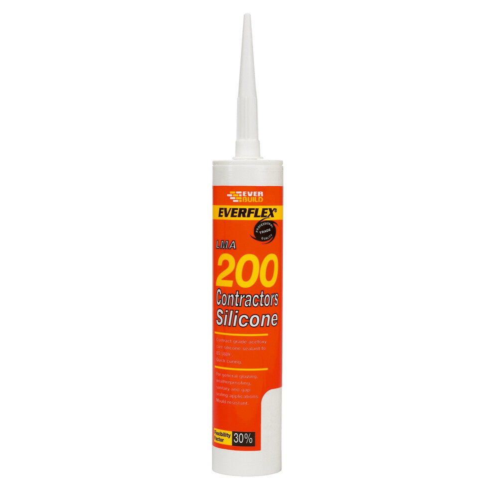 Everbuild 200WH 295ml Contractors LMA Silicone Sealant - White
