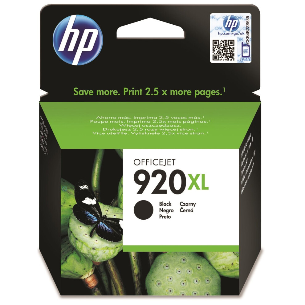 HP 920XL High Yield Black Original Ink Cartridge (CD975AE)