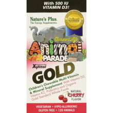 NaturesPlus, Animal Parade Gold, Complément à Croquer pour Enfants, Cerise, 120 Comprimés en Forme d'Animaux