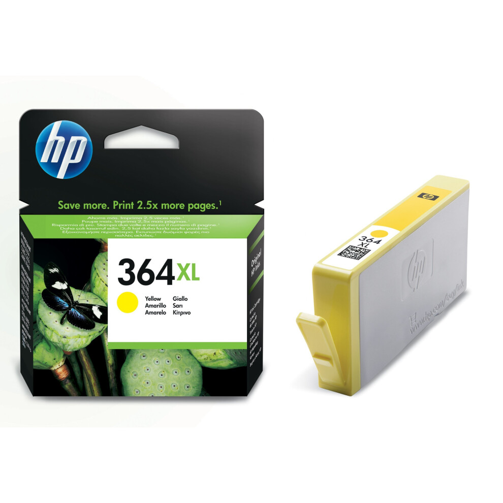 HP 364XL High Yield Yellow Original Ink Cartridge (CB325EE)