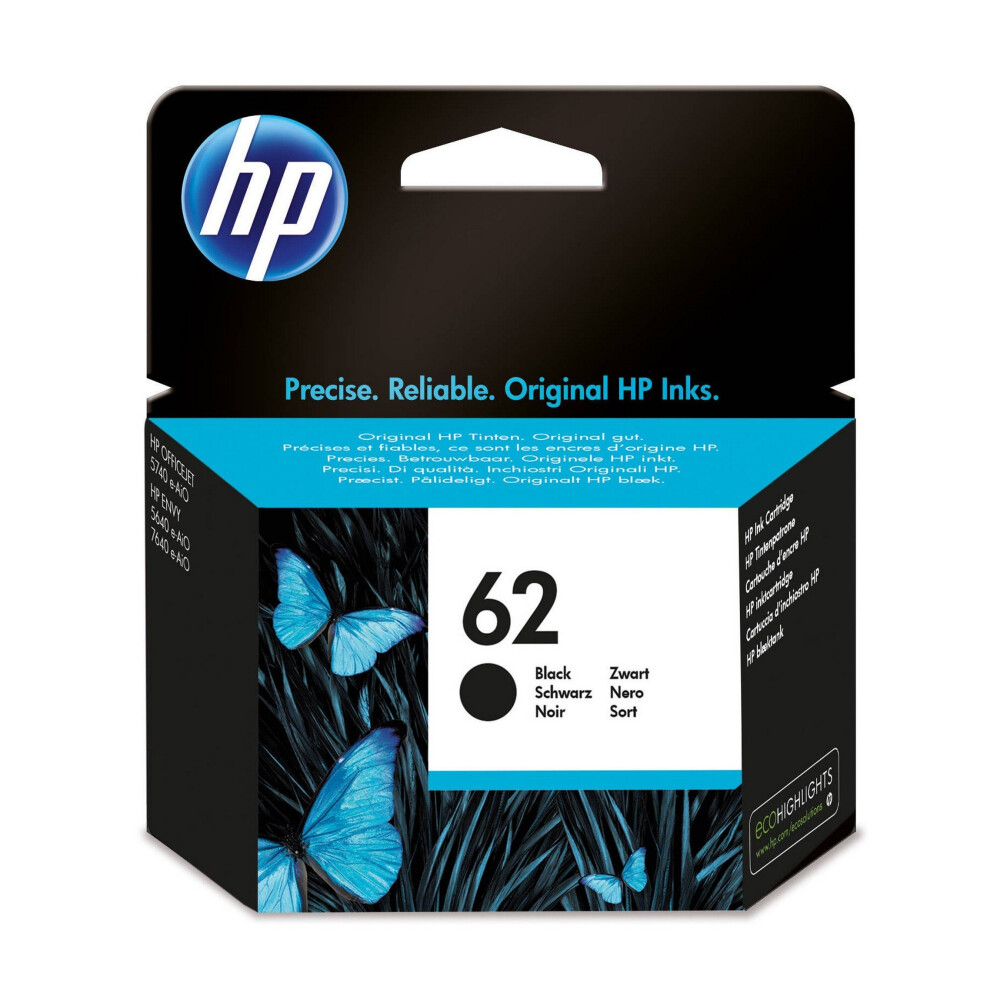 Hp 62 Original Ink Cartridge (C2p04ae) Page Yield: 200 Per Cartridge Black