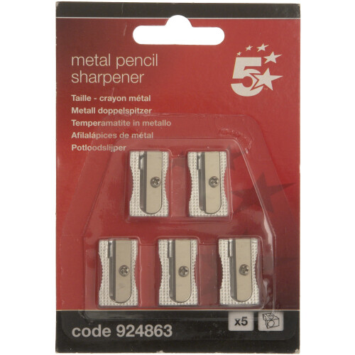 5 Star Office 5 Star Pencil Sharpener Pocket-sized Metal for Max. Diameter 8mm Single Hole