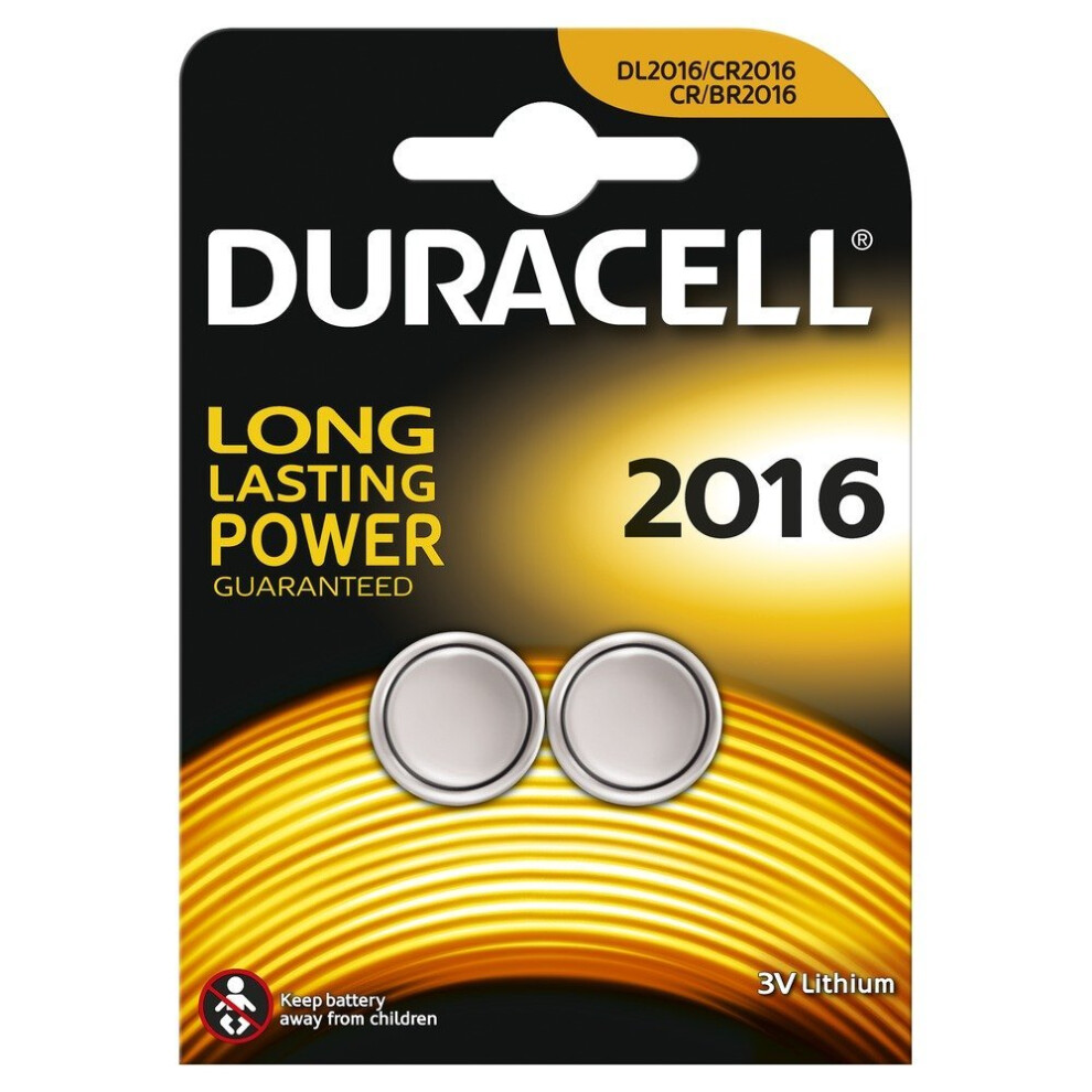 Duracell Specialty Type 2016 Lithium Coin Battery, Pack of 2