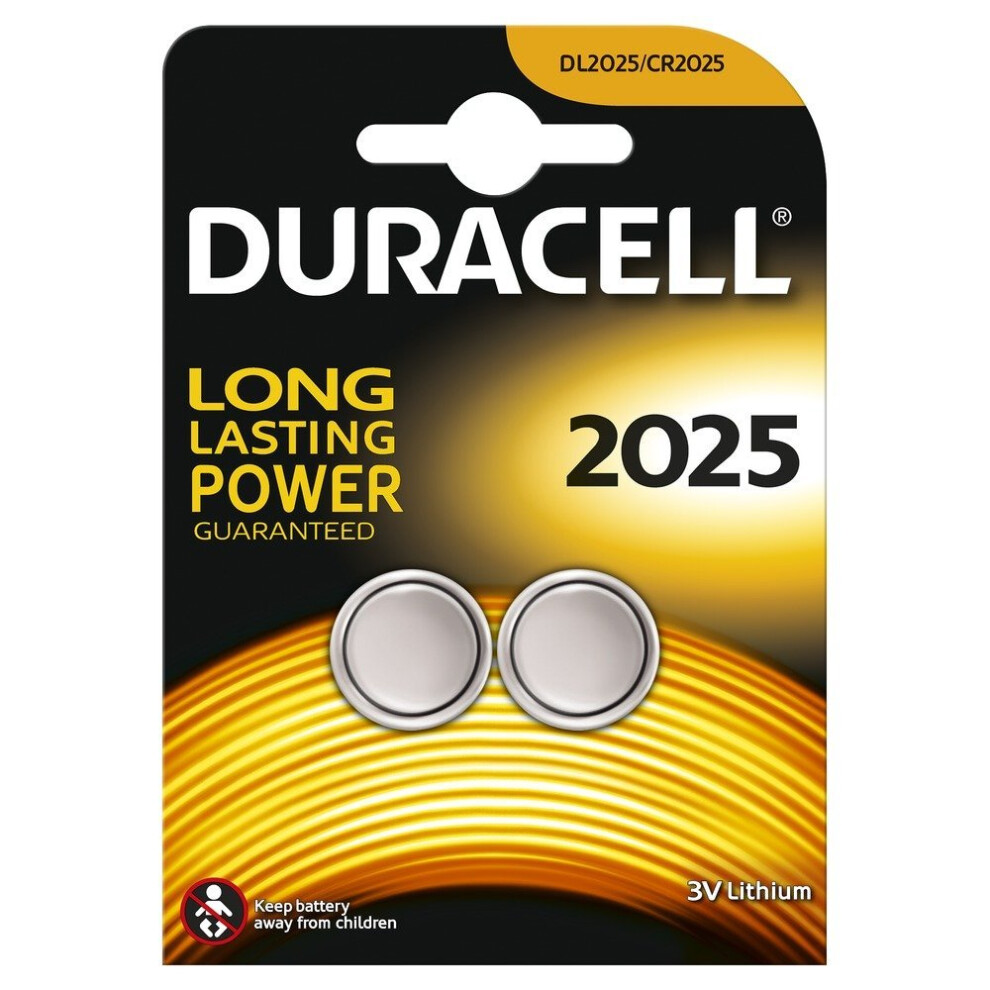 Duracell Specialty Type 2025 Lithium Coin Battery (Pack of 2) – 3V, High-Purity Li, Duralock, Child-Resistant – Product Code 5.00039E+12