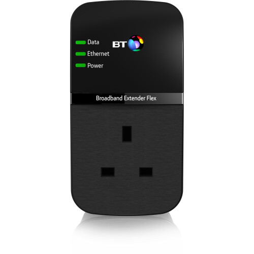 British Telecom BT Broadband Extender Flex 500 Kit, Pass Through Powerline Adapters - Twin Pack 1