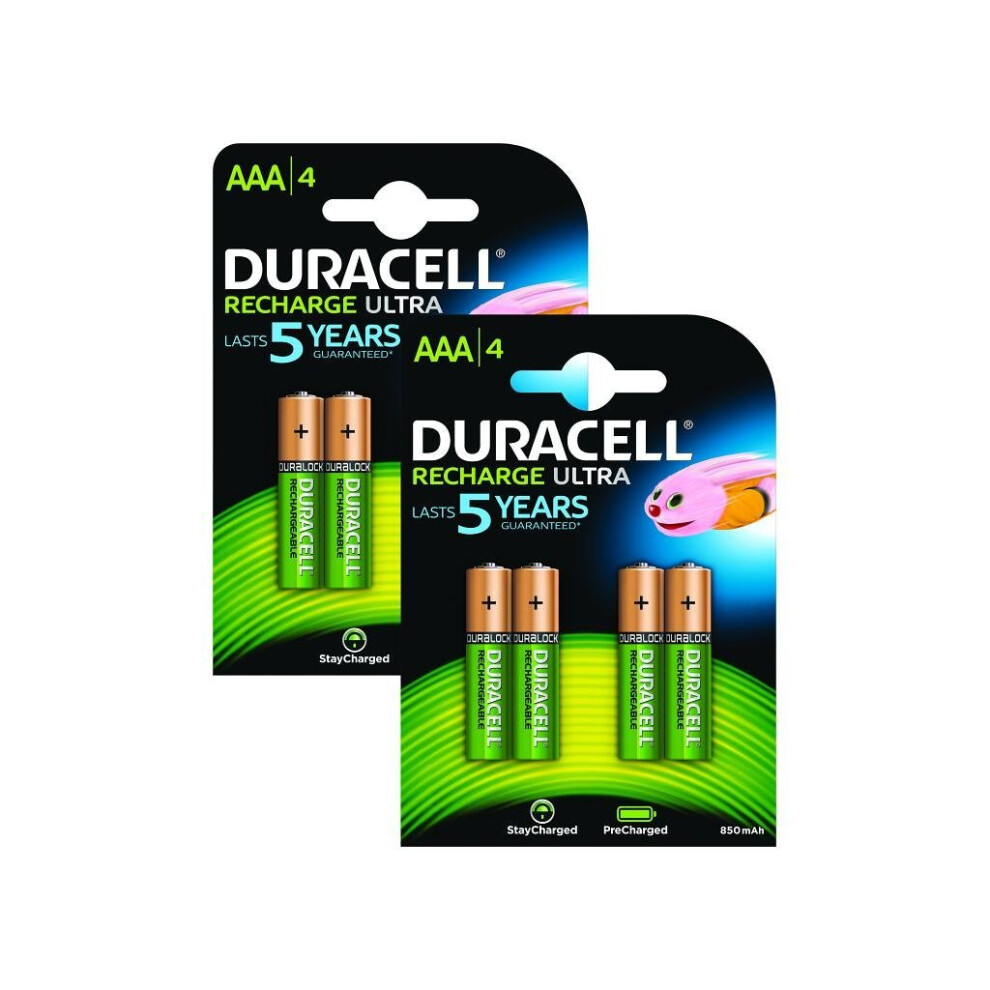 Duracell AAA Pre-Charged Rechargeable Batteries - Pack of 8