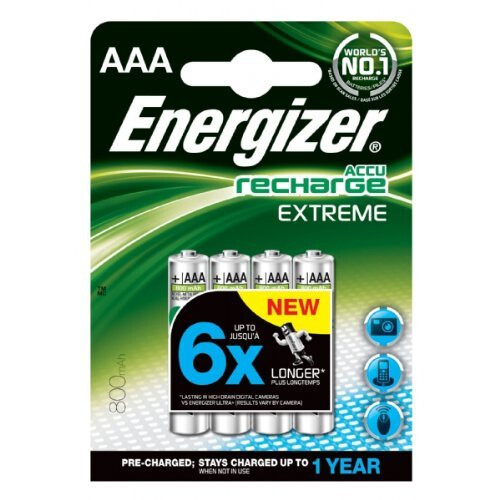 Energizer Energizer AAA 800mAh Rechargeable Batteries Carded 4