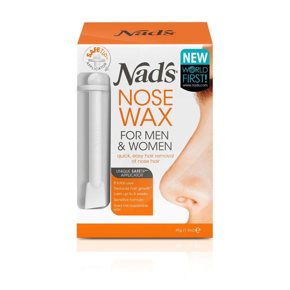 Nads 45g Hair Removal Nose Wax for Men and Women | Quick DIY Nose Hair & Blackhead Removal with Safetip Applicator | 4668EN12