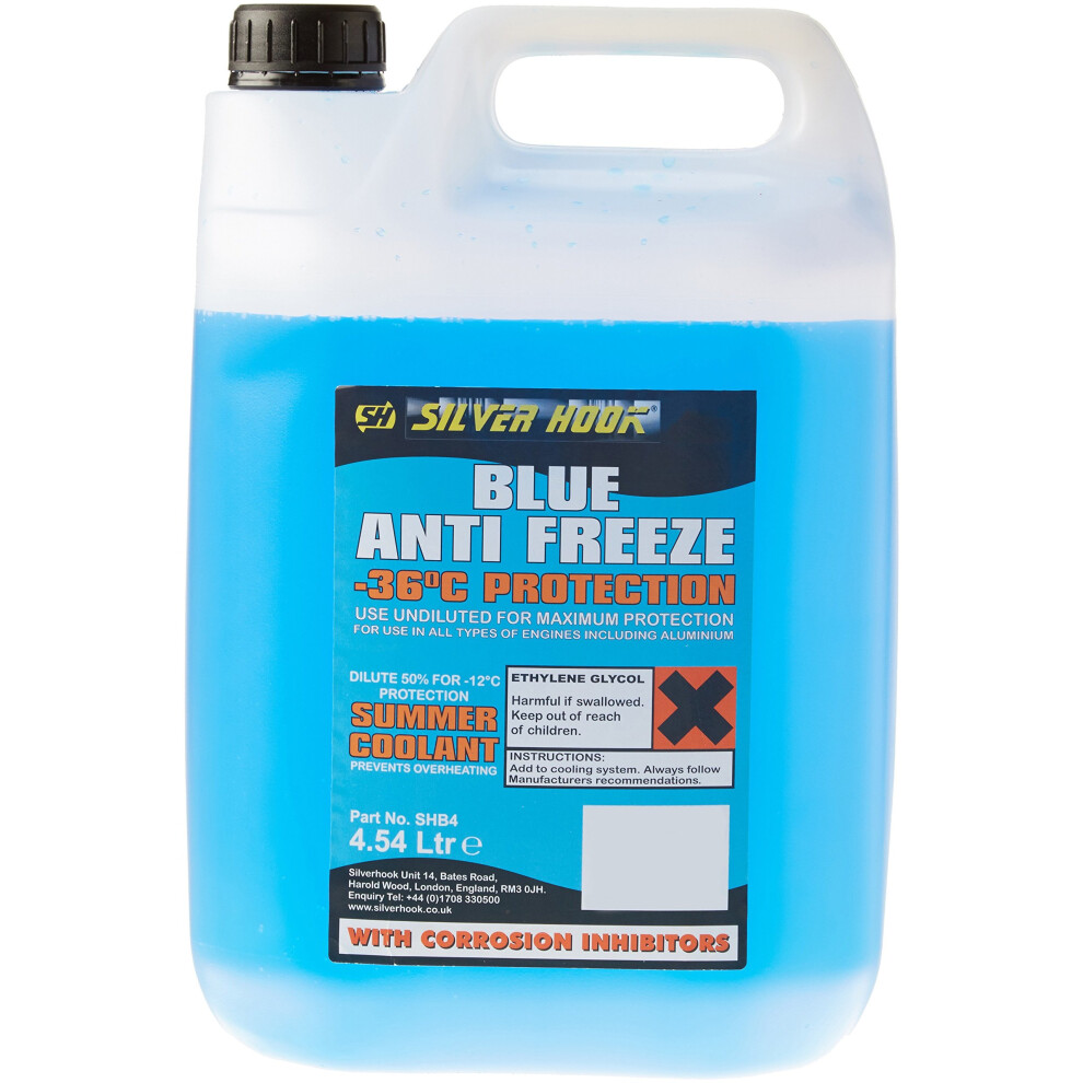 Silverhook Shb4 Ready Mixed Antifreeze, 4.54 Liter, Blue 5036029110401