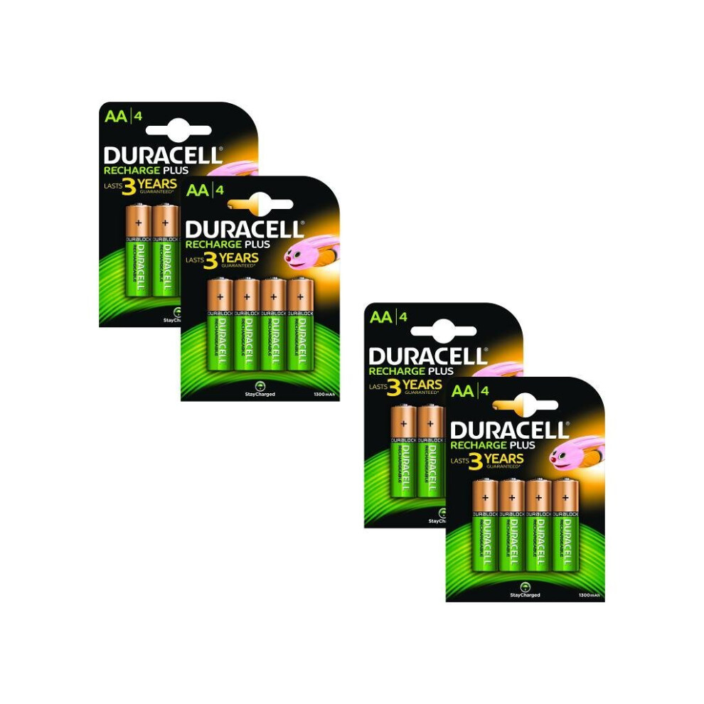 Duracell AA 1300mAh Rechargeable NiMH Batteries - 16 Pack (4x4) BUN0061A