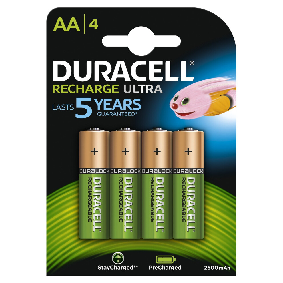 Duracell Recharge Ultra Type AA Batteries 2500 Mah, Pack of 4