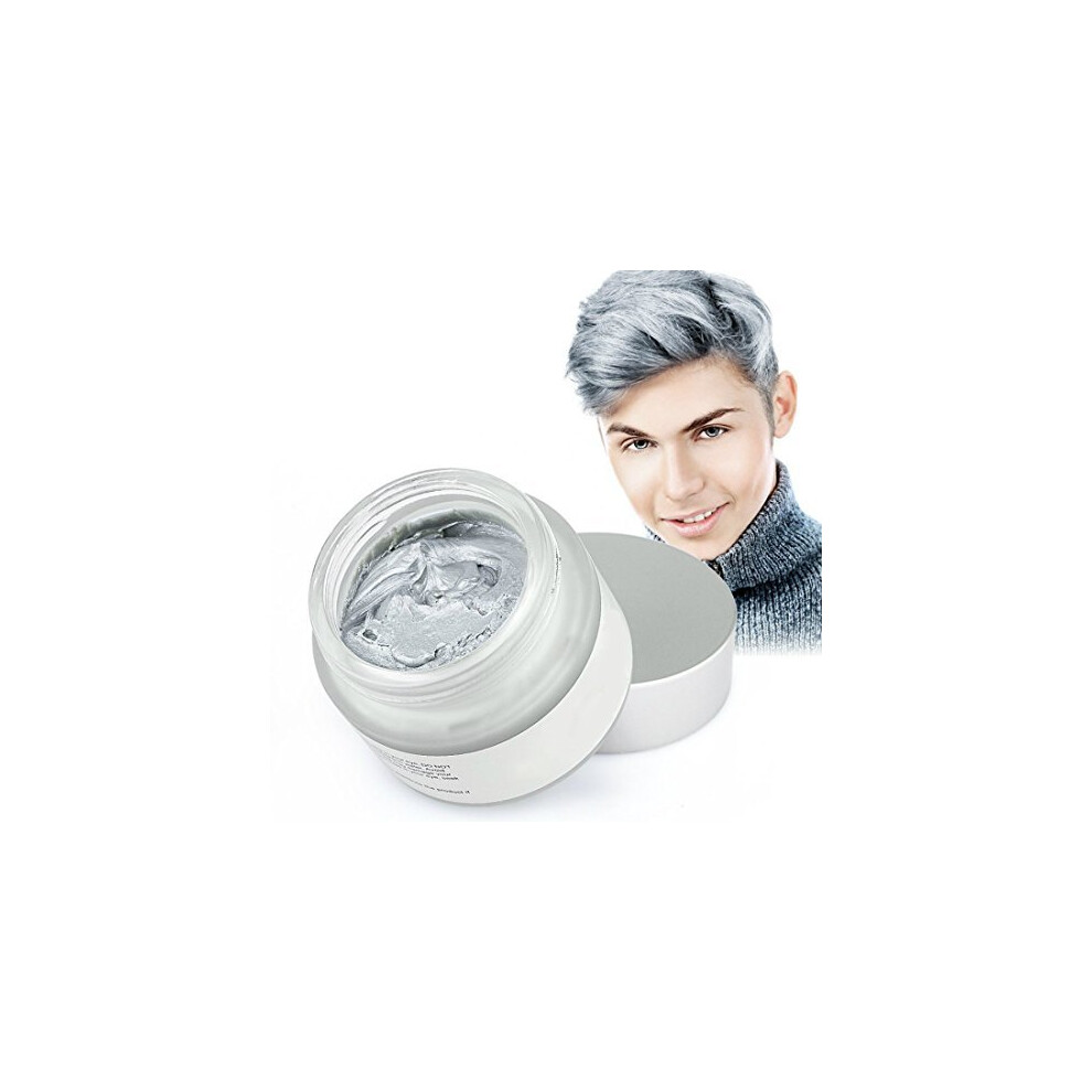 Mofajang Hair Wax Dye Styling Mud, Natural Hairstyle Color Pomade, Washable Temporary, Cream/Gray