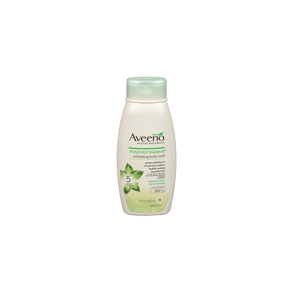 Aveeno Positively Radiant Body Wash Exfoliating 18 Ounce (532ml)