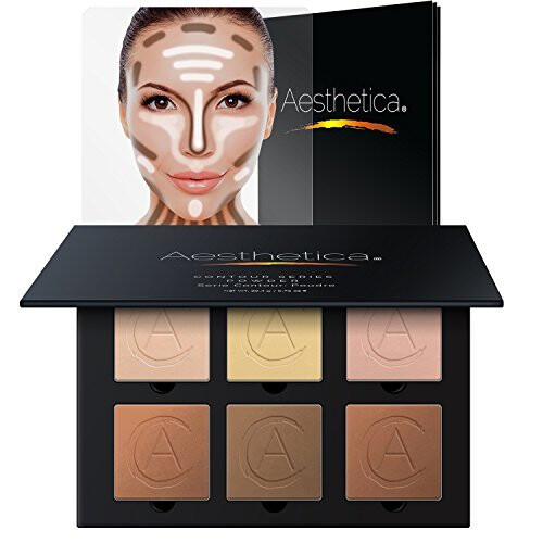 Aesthetica Cosmetics Contour and Highlighting Powder Foundation Palette / Contouring Makeup Kit; Easy-to-Follow, Step-by-Step Instructions Included