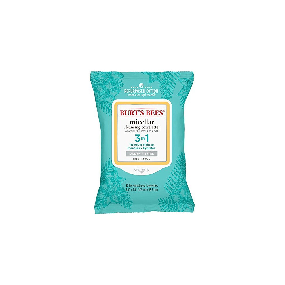 Burts Bees Micellar Cleansing Towelettes, 30 Pre-Moistened Wipes