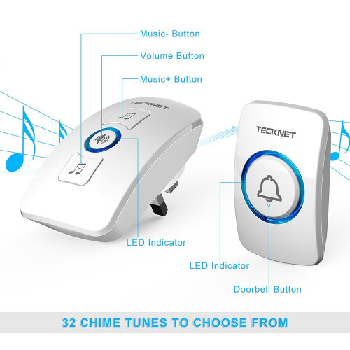 TeckNet TeckNet Wireless Doorbell | Wall Plug-in Cordless Door Chime 2