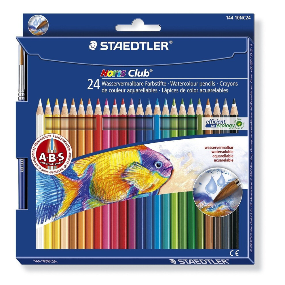 Staedtler Watercolour Pencils with Paint Brush - Assorted Colours, Pack of 24