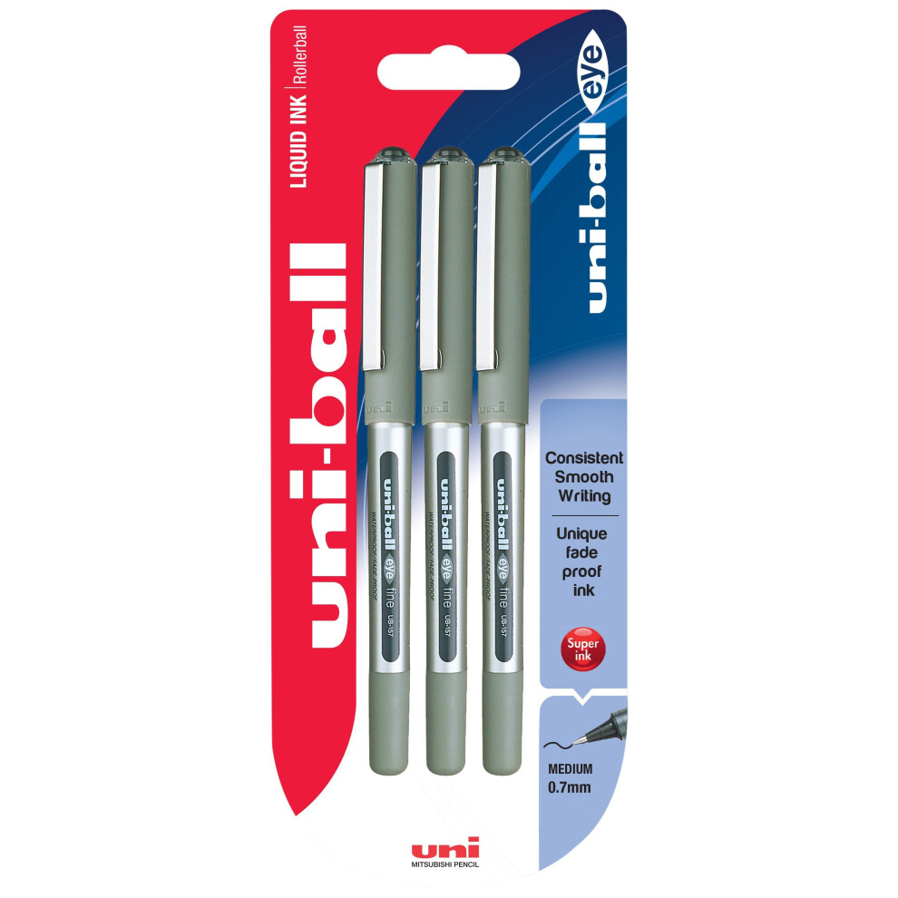 uni-ball UNIB6 Eye Fine Rollerball Pen - Black (Pack of 3)