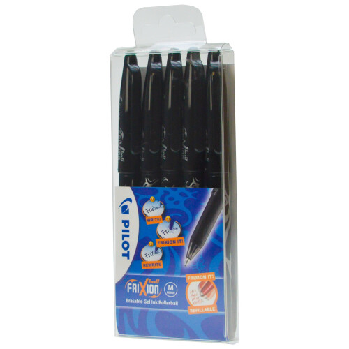 Pilot 5pc Pilot Frixion Ball Erasable Rollerball Pens Set - Black 2