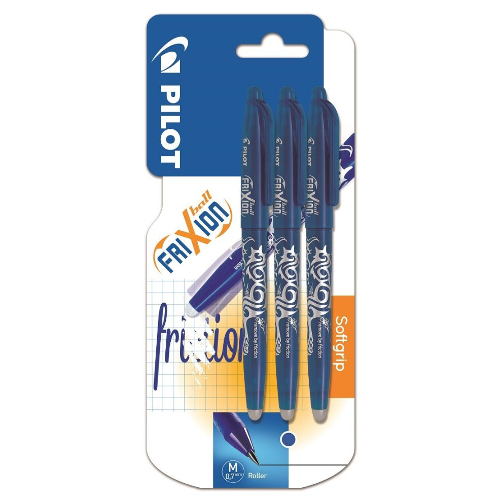 Pilot Frixion Erasable Rollerball 0.7 mm Tip - Blue, Pack of 3