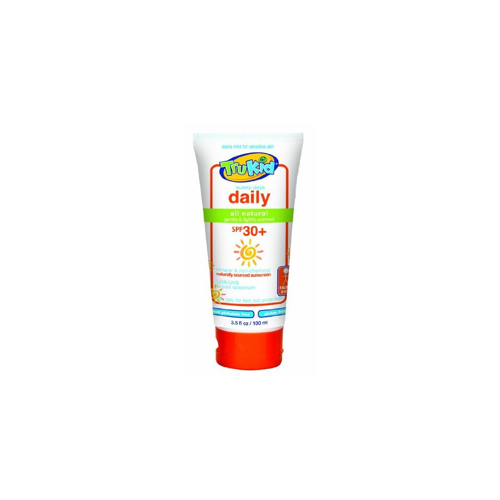 TruKid Sunny Days Daily Mineral Sunscreen SPF 30, Broad Spectrum, Light Citrus Scent, 3.5 oz - Vitamin A-Free, EWG-Safe