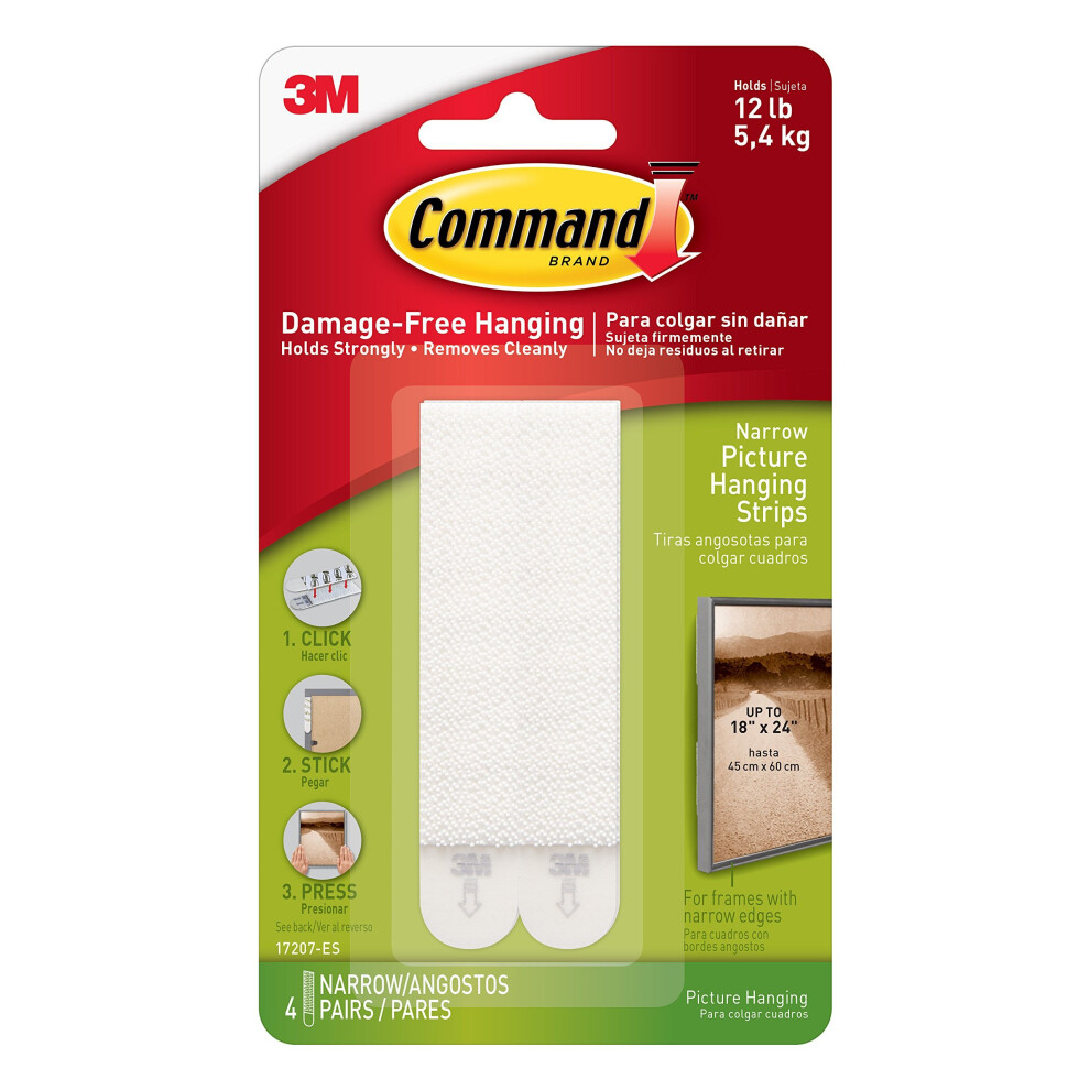 Command Narrow Picture Hanging Strips, 4 pairs