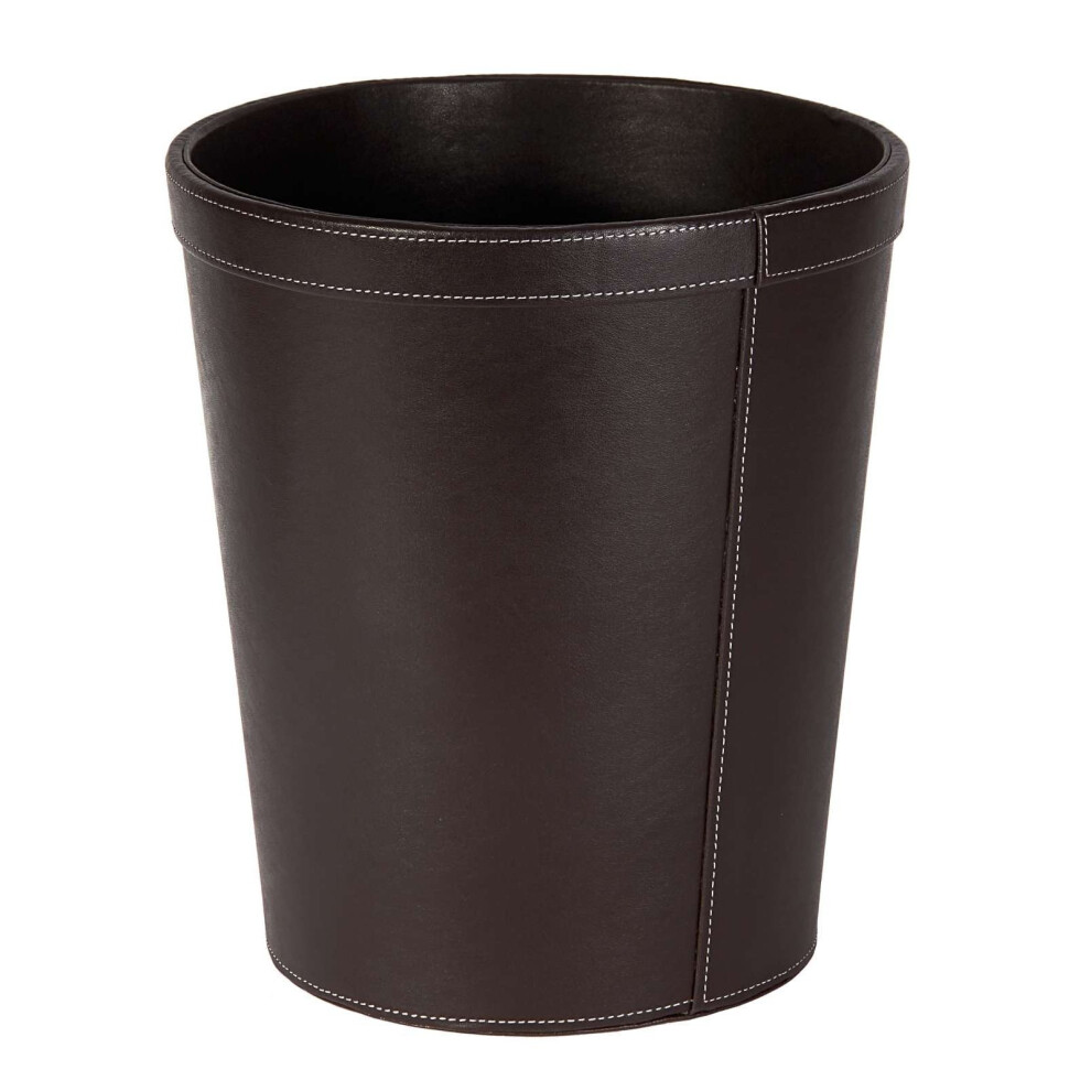 Osco 29cm Faux Leather Waste Bin - Brown