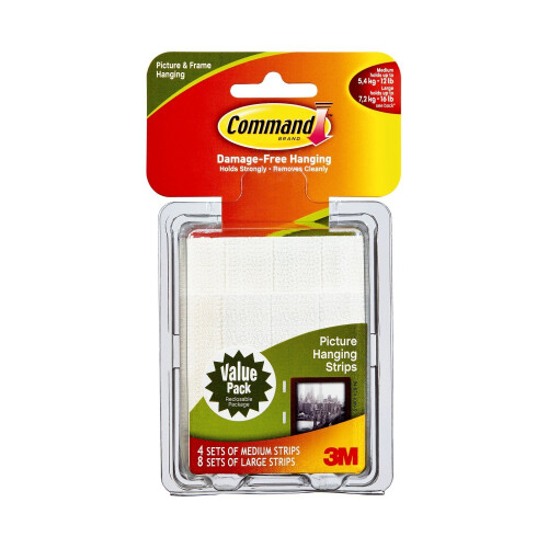 3M Command Medium ja Large Picture Hanging Strips Value Pack -arvopakkaus 1