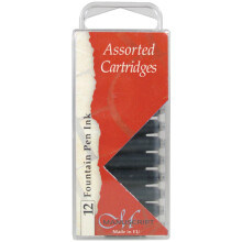 Manuscript Fountain Pen Ink Cartridges 12/Pkg-Black, Blue & Sepia