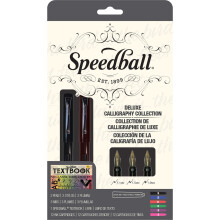 Speedball 002904 Kalligraphie-Deluxe-Fllfederhalter-Set  mit 2 Stiften, 3 Spitzen und 12 verschiedenen Tintenpatronen