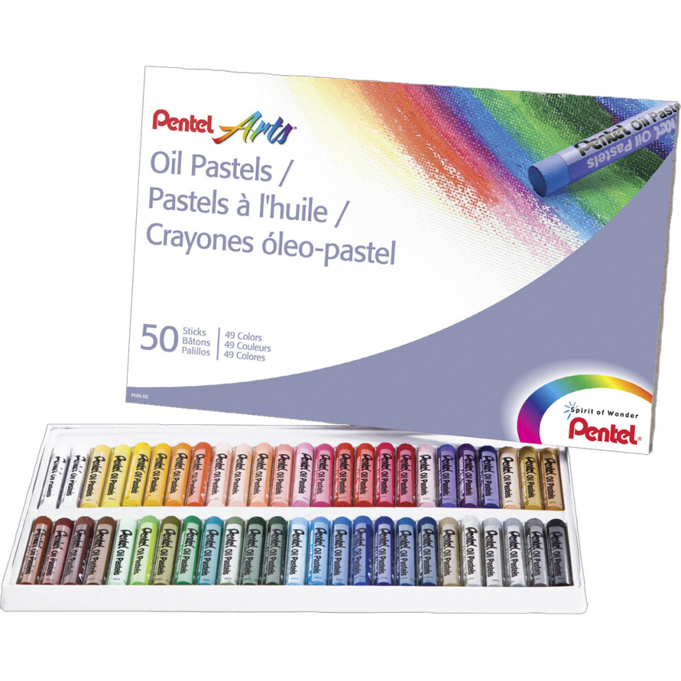 Pentel Oil Pastels 50/Pkg-Assorted Colors