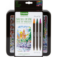 Crayola Pinsel- und Detail-Doppeltipp-Markerset, 16 Marker, 32 Farben, für Erwachsene