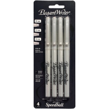 Speedball Elegant Writer Calligrafia Set di 4 pennarelli Nero 2,0 mm 2,5 mm e 3,0 mm Penne con punta a scalpello per disegnare journal e scrapboo