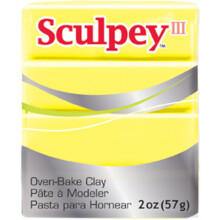 Sculpey III Polymerugn-Bakade Lera, Citron Gul, Giftfri, 2 oz. bar, Perfekt för modellering, skulptering, DIY